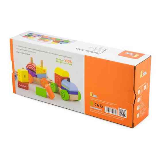 Дерев'яний поїзд Viga Toys Яскраві кубики (50534) Харьков