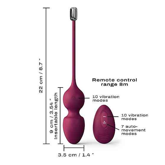 Вагинальные шарики Dorcel LOVE BALLS PLUM, вибрации и движения внутреннего шарика, пульт ДУ Sex Aura Киев