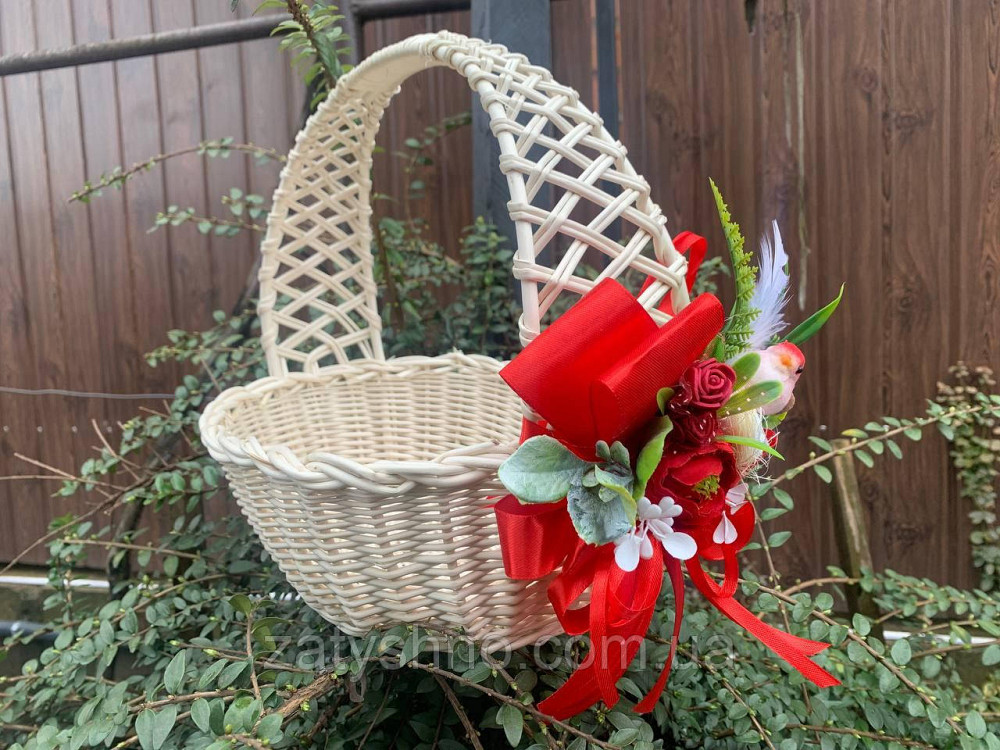 Кошик білий, плетений з прикрасою Київ - фото 2