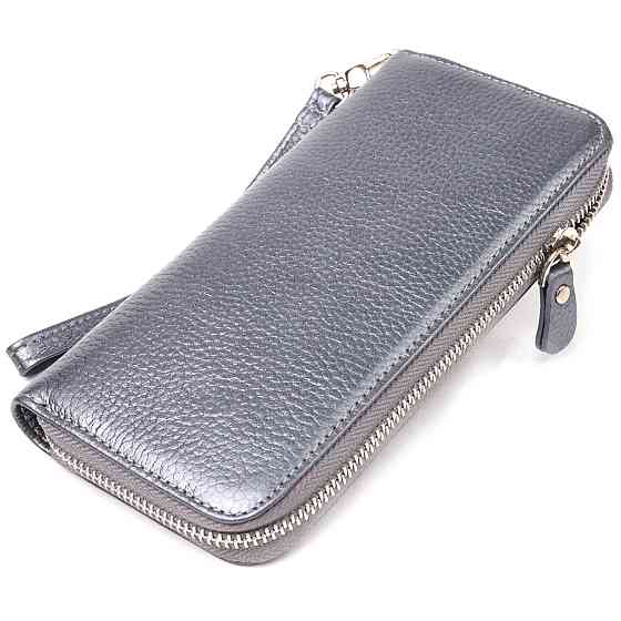 Чудовий гаманець з відливом для жінок із натуральної шкіри флотар CANPELLINI 21622 Сірий Київ