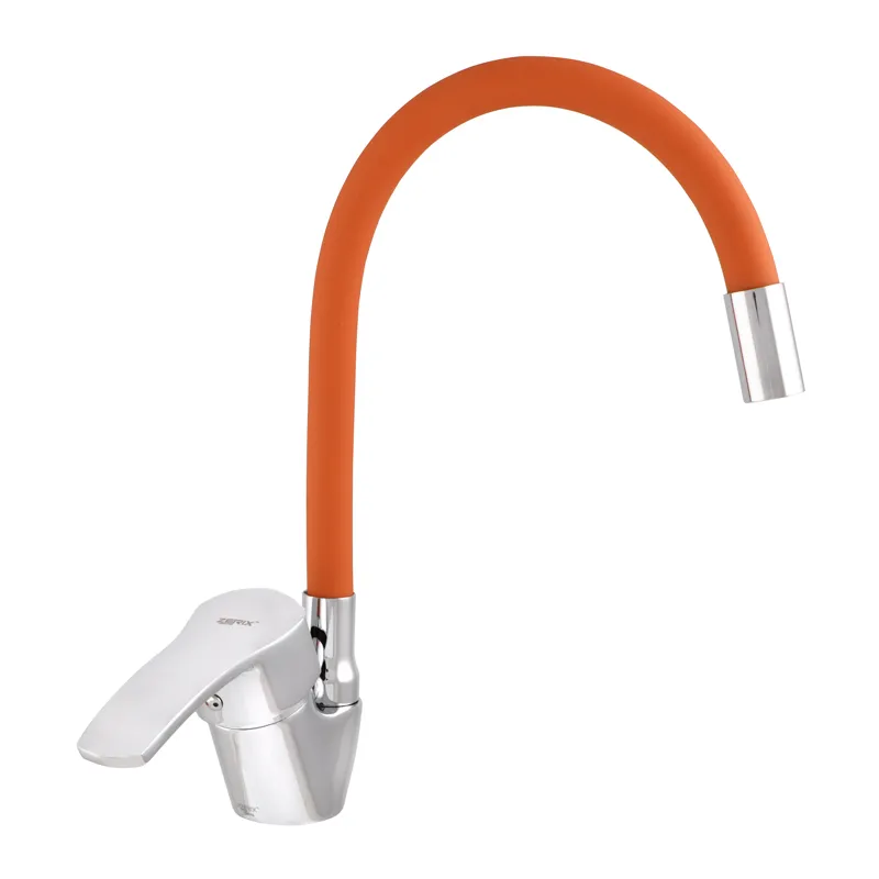 Смеситель для кухни Zerix YUB 279 с оранжевым гибким изливом (ZX0443) Киев - изображение 1