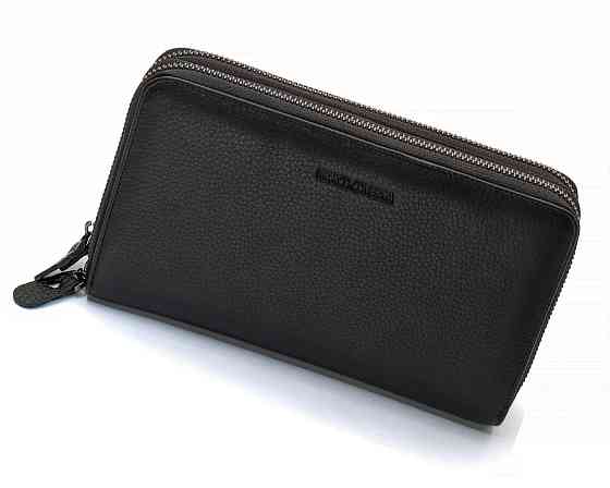 Чорний гаманець-клатч на дві блискавки з натуральної шкіри Marco Coverna B-5902B-1Q Київ