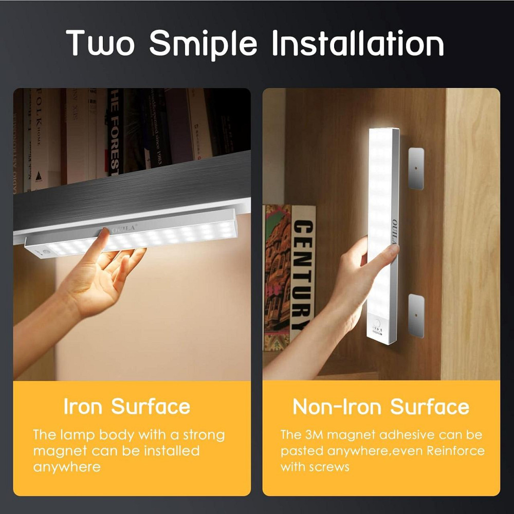 Світильник OUILA з датчиком руху 23см, LED USB, 3 режими, димірування, для шафи, кухні, коридору 2 шт. Київ - фото 5