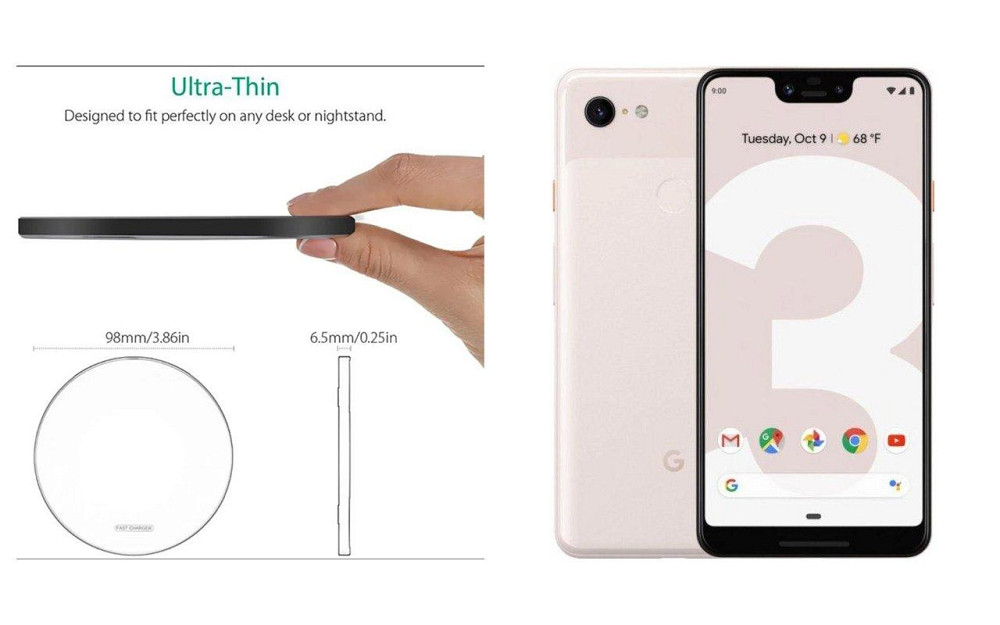 Бездротовий зарядний пристрій Copper до 30W для Google Pixel 3, Pixel 3 XL, USB-C, LED Київ - фото 3