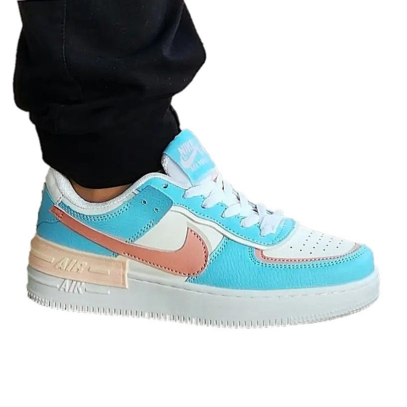 Кроссовки Nike Force Белые Женские Кожаные Форсы Голубые Найк Shadow (размеры: 36,37,38,39,40,41) - 9 Днепр - изображение 1