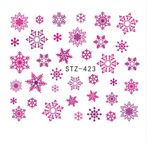 Наклейки на ногти снежинки, розовые - размер стикера 5*6см, (инструкция по применению есть в описании) Киев - изображение 1