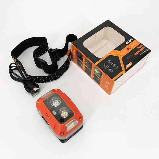 Фонарь налобный аккумуляторный светодиодный с зарядкой WH-0218-XPG(white+yellow)+SMD(red) JV-28 Львов