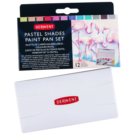 Набор Pastel Shades Paint Pan 12 цветов + кисть с резервуаром Derwent Киев