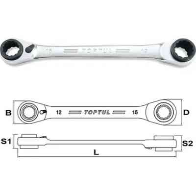 Ключ Toptul накидний з подвійною тріскачкою 72 зубця Pro-Series 8x11-10x9м, 150мм (ABAD0811) Вінниця