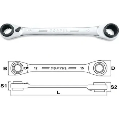 Ключ Toptul накидной с двойной трещоткой 72 зубца Pro-Series 8x11-10x9м, 150мм (ABAD0811) Винница - изображение 2