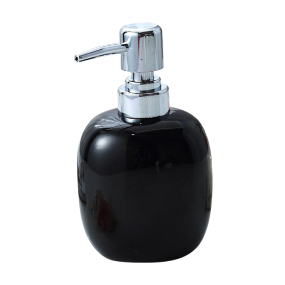 Дозатор керамічний для мила у ванну і кухню 450 мл, диспенсер для рідкого мила і миючого засобу, чорний Кам'янець-Подільський