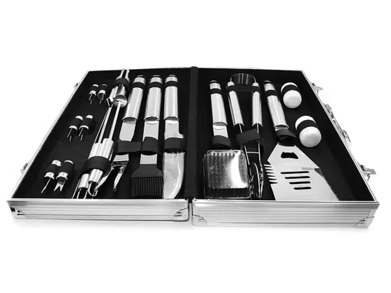 Набір для мангала BBQ Tools Set AL-18, 43х24х8 см, 18 предметів, нержавіюча сталь, алюмінієві ручки Одеса