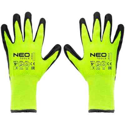 Защитные перчатки Neo Tools утепленные, латексное покрытие, полиэстер, р.9, зелено черные (97-613-9) Винница