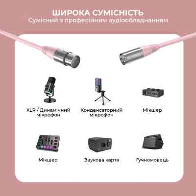 Мікрофонний кабель Fifine XLR Male to Female Pink 1.8 м (L9CP) Вінниця