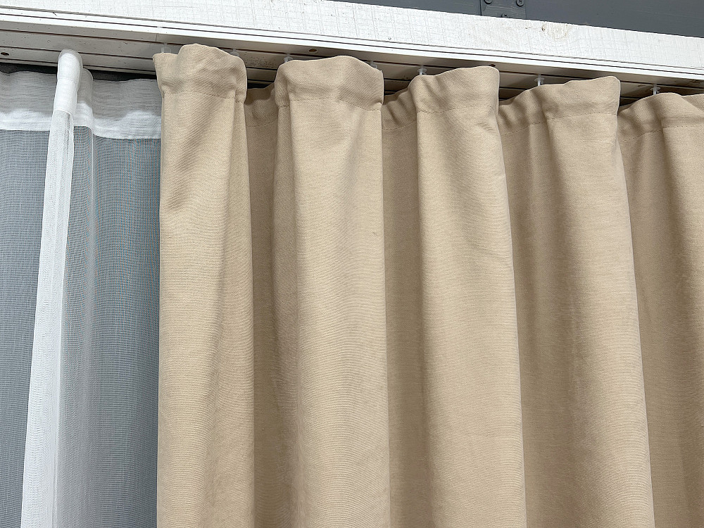 Комплект штор VR-Textil Мікровелюр Petek 200х270 2шт і Тюль 600х270 2013ш-1706т Бежевий з молочним 71-194/7 Київ - фото 8