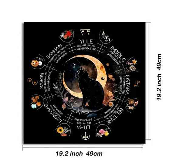 Вівтарна скатертина з котом і місяцем – Колесо року, 49×49 см Київ