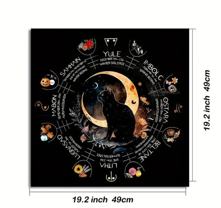 Вівтарна скатертина з котом і місяцем – Колесо року, 49×49 см Київ - фото 2