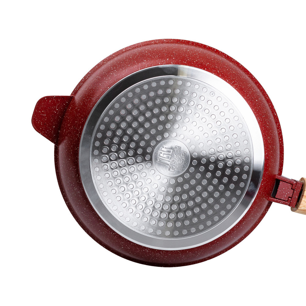 Алюминиевая глубокая сковорода (2,8 л) со стеклянной крышкой Ø 26 см Красный MGC HP-4-464R Киев - изображение 3