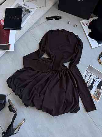 Женское базовое платье с пышной юбочкой рубчик+софт Шоколад, 46/48 Одесса