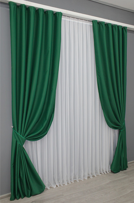 Комплект готовых штор VR-Textil Блэкаут Midnight № 1398ш Зеленый 150х290 см 2 шт (33-0265) Киев - изображение 3