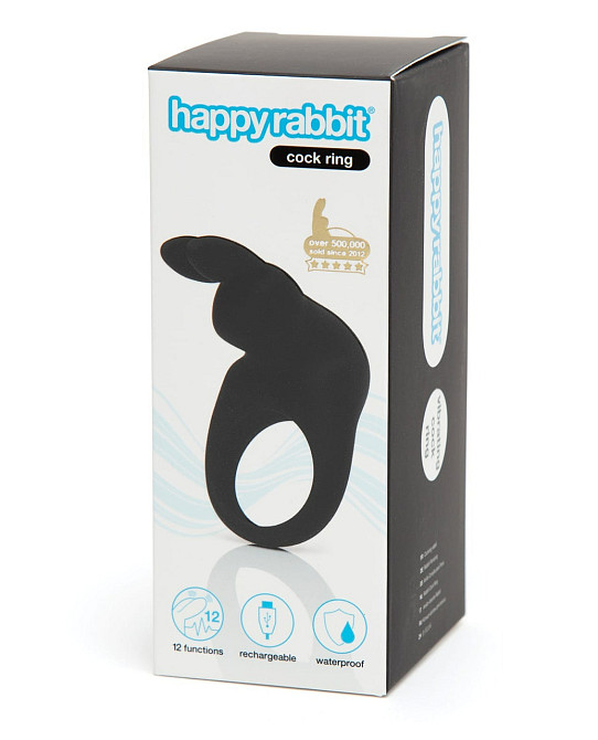 Ерекційне кільце для члена Happy Rabbit, що перезаряджається, чорне Sex Aura Київ - фото 5