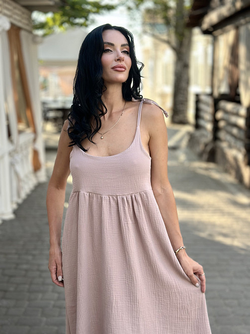 Летнее платье сарафан из муслина на бретельках Caramel 54-56, Капучино Киев - изображение 3