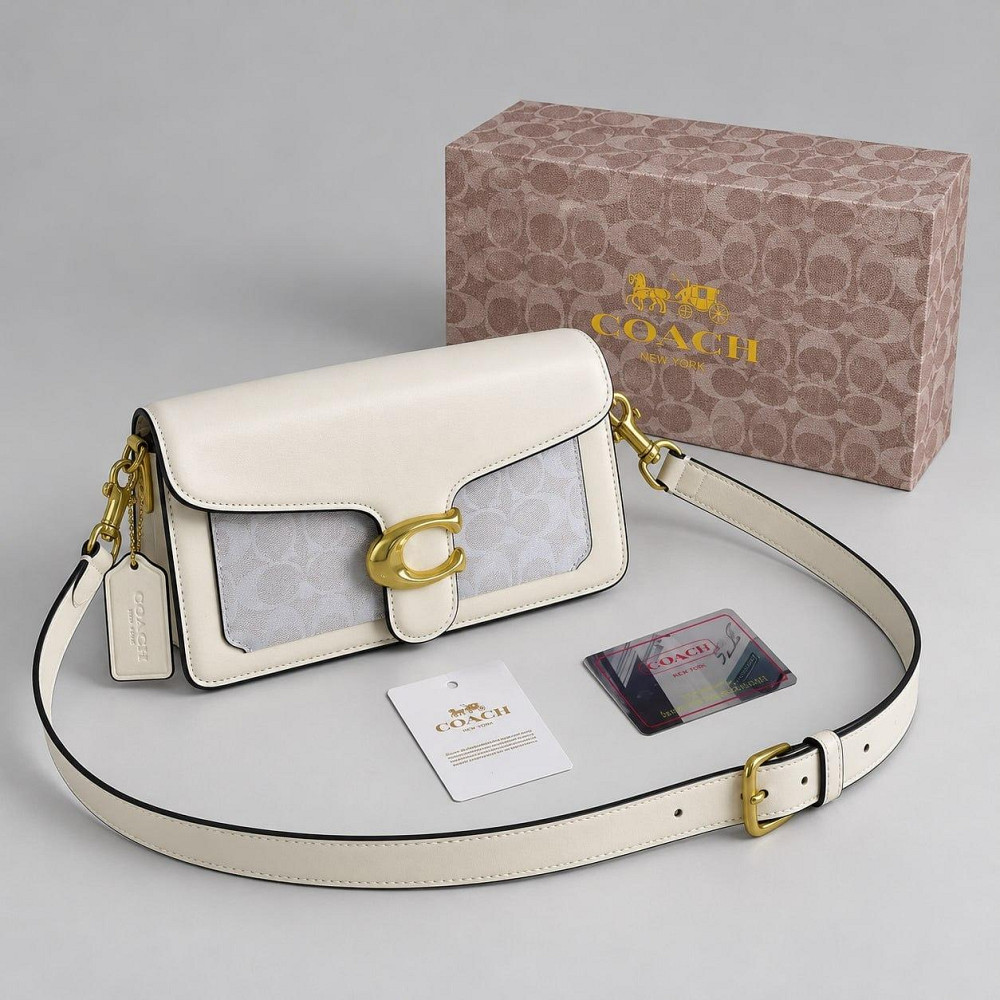 Женская брендовая сумка кроссбоди Coach Tabby Shoulder white Lux Киев - изображение 7