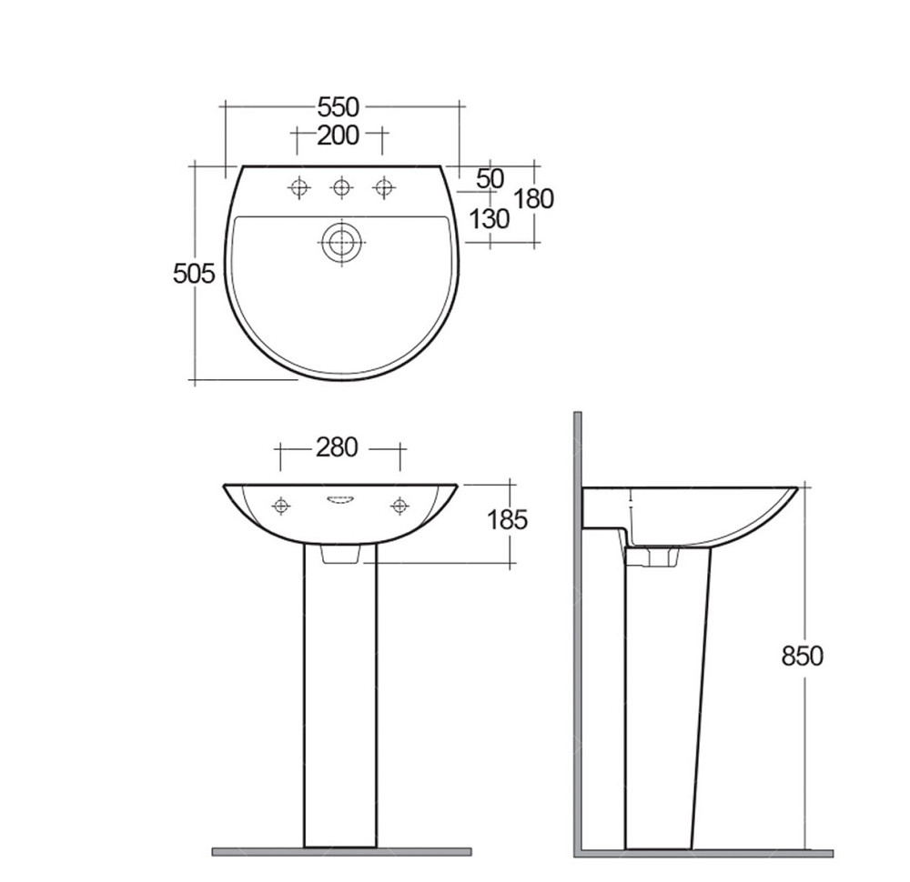 Раковина з ніжкою RAK Ceramics Reserva 55x18.5x50.5 см (RAK0026) Білий Вінниця - фото 3