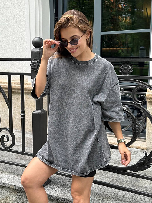 Велосипедки та футболка варенка тай дай оверсайз Сірий M-L Харків - фото 7