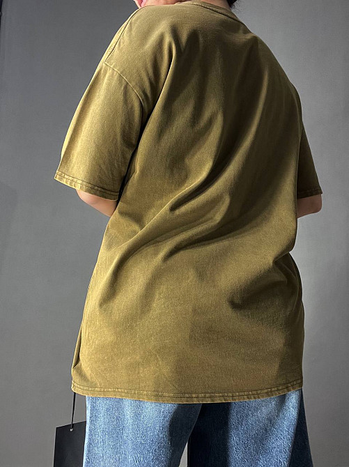 Футболка жіноча YIGOU 76 тай-дай з ведмедиком оверсайз, хакі, one size Київ - фото 8