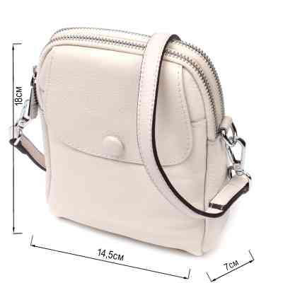 Сумка Vintage Женская небольшая вертикальная на два отделения из натуральной кожи Белая (22401) Винница