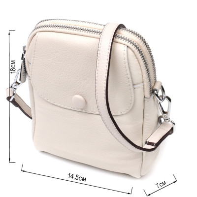 Сумка Vintage Женская небольшая вертикальная на два отделения из натуральной кожи Белая (22401) Винница - изображение 5