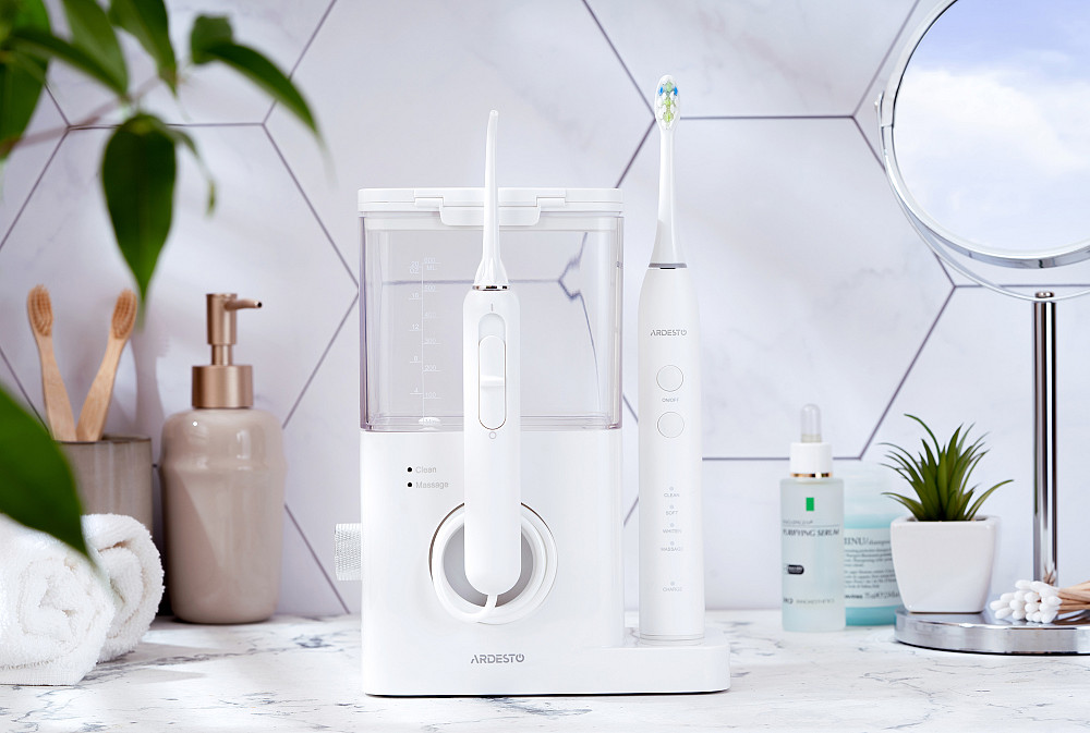 Іригатор ARDESTO стаціонарний+електрична зубна щітка, чаша 600 мл, від мережі , 3 насадки, білий Київ - фото 5