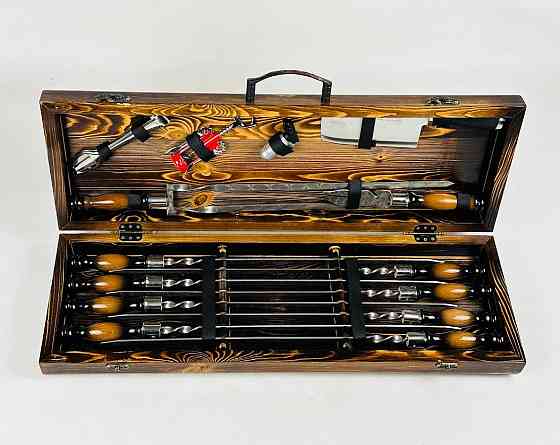 Подарунковий набір шампурів у дерев'яному кейсі ТРОФЕЙ LUX HAPPY DAYS Тернопіль