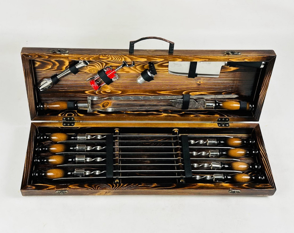 Подарунковий набір шампурів у дерев'яному кейсі ТРОФЕЙ LUX HAPPY DAYS Тернопіль - фото 3