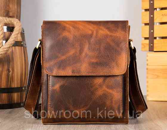 Сумка чоловіча шкіряна середніх розмірів Leather Collection (7433) коричневий Київ