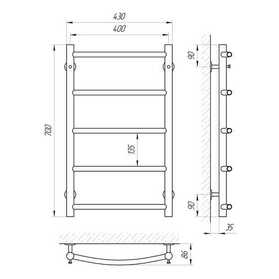 Водяна сушарка для рушників Laris Флеш П5 400x700 Київ