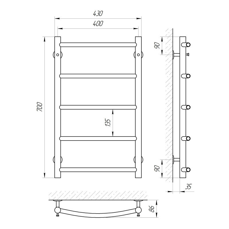 Водяна сушарка для рушників Laris Флеш П5 400x700 Київ - фото 4