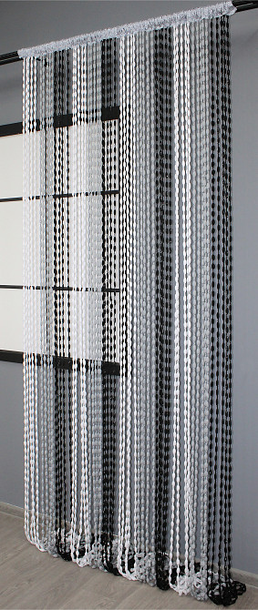 Шторы-нити Шинил с люрексом 300х300 см Белый с серо-черным (61-041) Киев - изображение 4