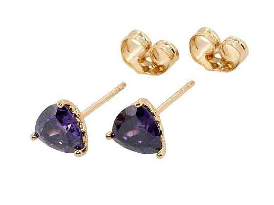 Сережки пусети позолота 18K Бузкові трикутні кристали 062069 ТМ XUPING Київ