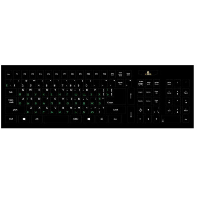 Наклейка на клавіатуру XoKo 109 keys UA/rus green, Latin white (XK-KB-STCK-BG) Вінниця - фото 1