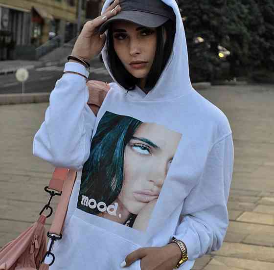 Білий Худі з малюнком MOOD. кофта. світшот. реглан Чернівці