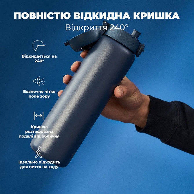 Пляшка для води металева вакуумна ION8 920 мл. Vacuum Insulated, Ash Navy Кам'янське - фото 7