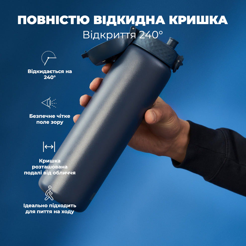 Пляшка для води металева вакуумна ION8 920 мл. Vacuum Insulated, Ash Navy Кам'янське - фото 7
