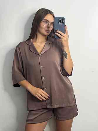 Жіночий костюм-двійка із сатину Шоколад XS-S Харків