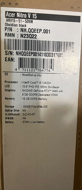 Ноутбук Acer Nitro V 15 ANV15-41 - Ryzen 7 7735HS | 15,6'' | 16GB | 1TB | No OS | RTx 4060 Київ - фото 7