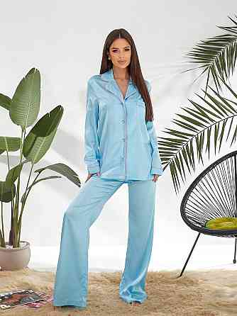 Жіноча бозова домашня піжама шовк армані Блакитний, 42/44 Одеса