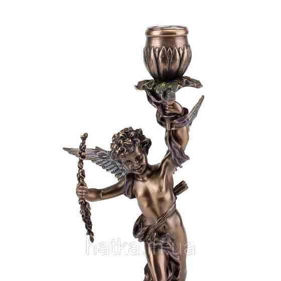 Подсвечник статуэтка Veronese Купидон 30х8 см  полистоун с бронзовым покрытием  75222A4 Киев