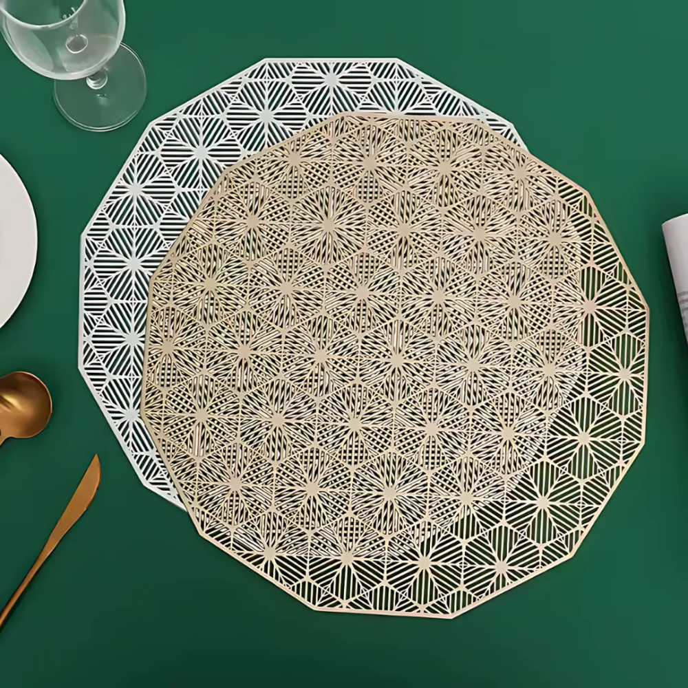 Сервировочная салфетка под горячее круглая 38х38 см, коврик сервировочный золотистый набор 2 шт Каменец-Подольский - изображение 2