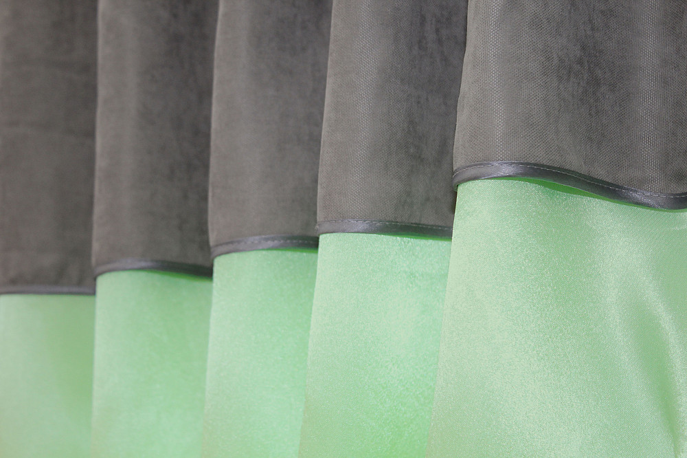 Кухонні штори VR-Textil № 073к з ламбрекеном і підхватами салатовий з сірим 290х170 см (52-0272) Київ - фото 5